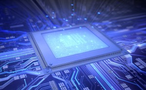 circuit board with computer chip circuit board with computer chip