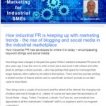 The Industrial Marketing Agency Newsletter - September 2013: How industrial PR is keeping up with marketing trends
